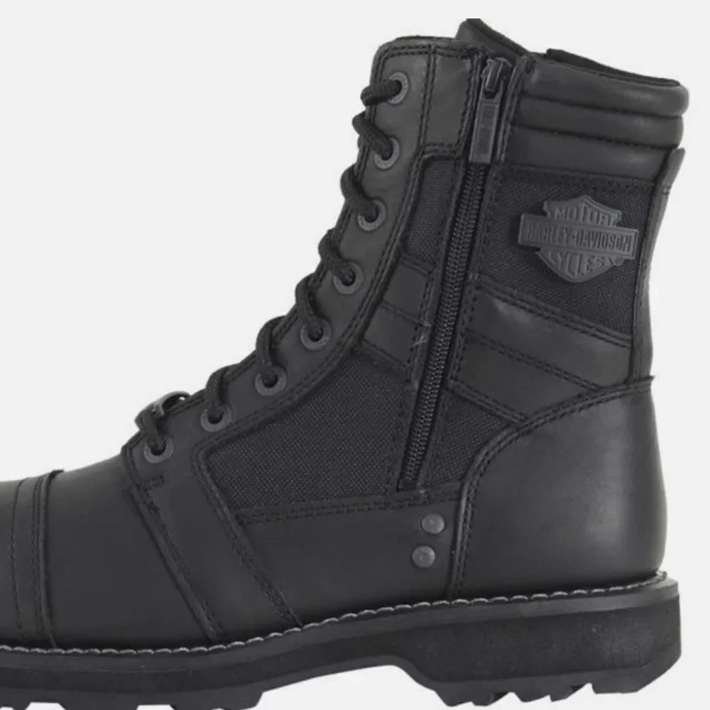 NWOT Harley-Davidson Men's Boxbury Military Zippers Black Men's Lace-Boots 10.5